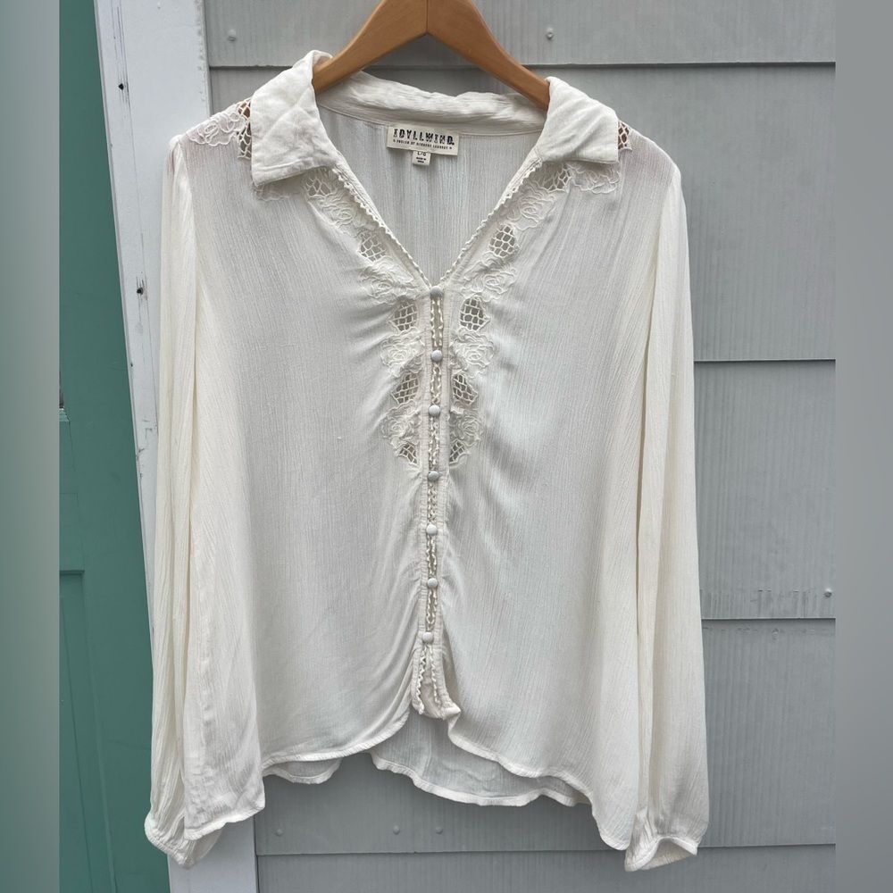 Idyllwind Miranda lambert women’s cream western rose embroidered blouse large